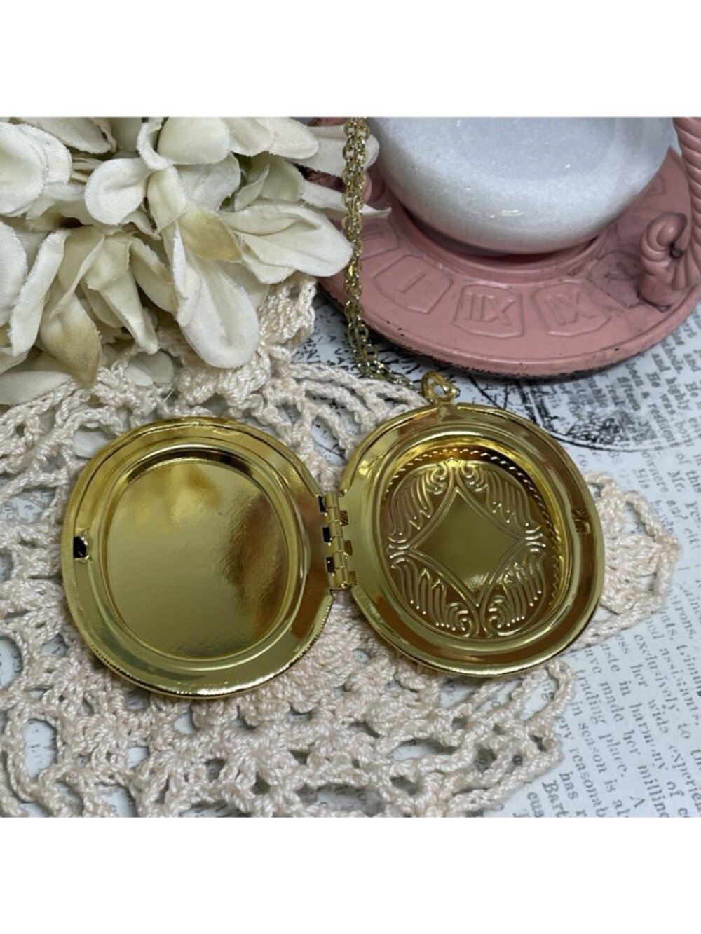 GOLD Locket Necklace Beach Marlin Swordfish Sea Wedding Photo Jewelry Birthday - Picture 6 of 10